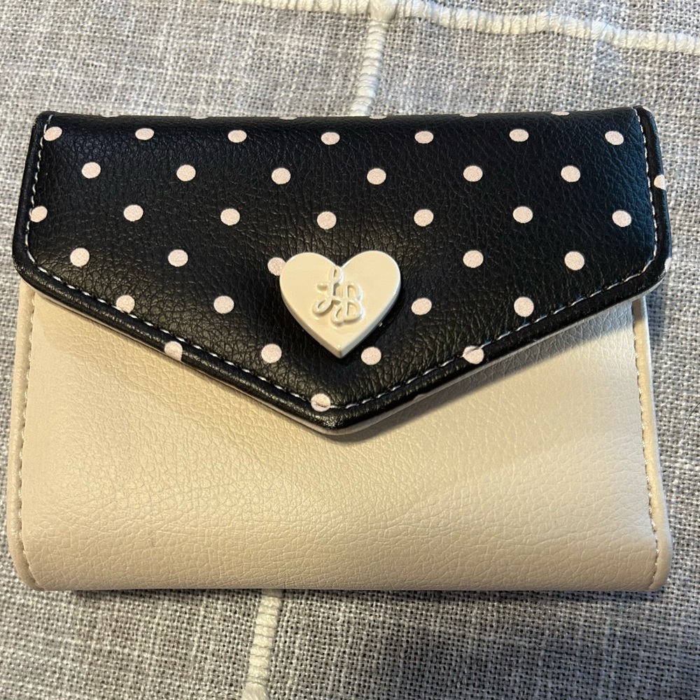 Betsy Johnson Black and Cream Polka Dot Wallet